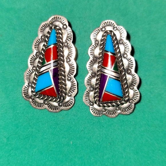 COPY - 925 Sterling Silver Native American Handcrafted Earrings - Picture 1 of 5